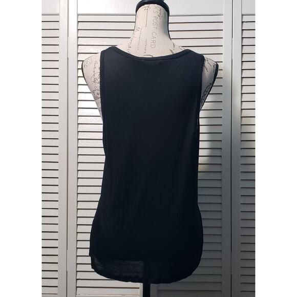 Theory 38 Lightweight Tank Top Women's Large Black Scoop Neck Semi-Sheer Rayon - Picture 4 of 10